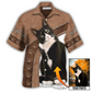 Black Cat Friend Custom Photo Hawaiian Shirt Artwork Detail For Resort Trips And Outdoor Activities