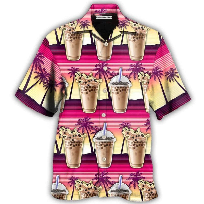 Summer Boba Milk Tea Hawaiian Shirt For Coastal Vacations Warm Weather Events And Daily Style