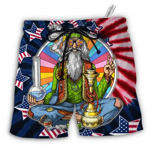 Hippie Independence Day Beach Shorts For Warm Weather Outings And Weekend Casual Style