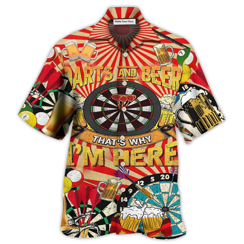 Darts Beer That's Hawaiian Shirt Pattern Detail For Vacation Travel And Daily Wear
