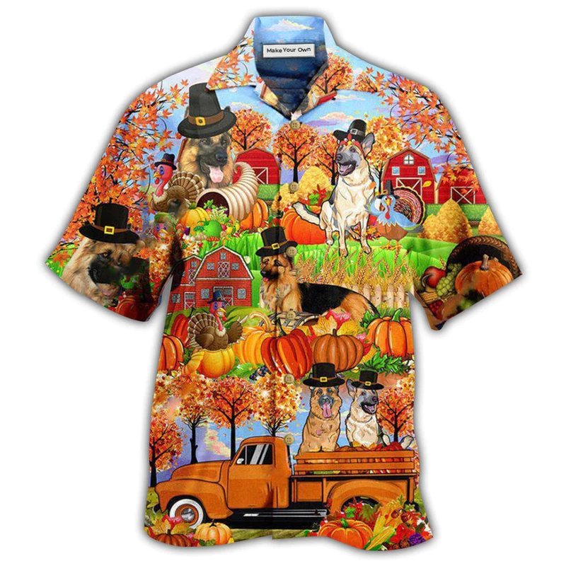 German Shepherd And Thanksgiving Hawaiian Shirt For Island Vacation Beach Days And Thoughtful Gifting