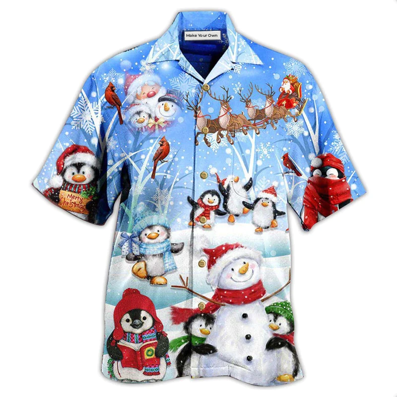 Christmas Snowman Hawaiian Shirt For Vacation Getaways Resort Wear And Casual Celebrations