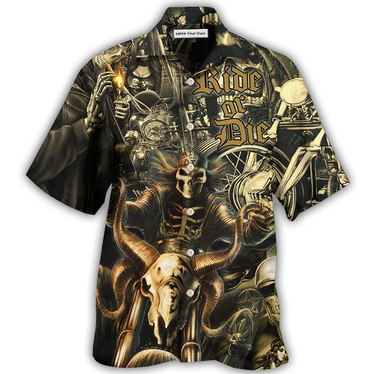 Motorcycle Ride Die Hawaiian Shirt Artwork Detail For Resort Trips And Outdoor Activities