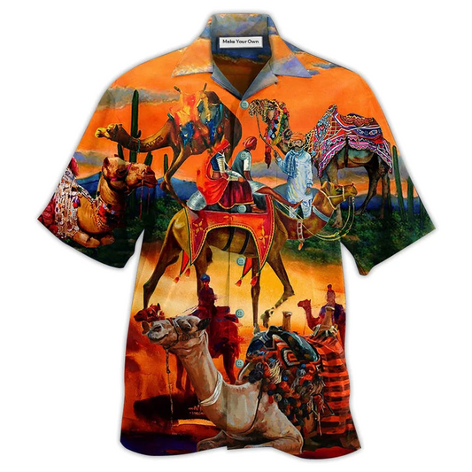 Camel Hawaiian Shirt For Vacation Getaways Resort Wear And Casual Celebrations
