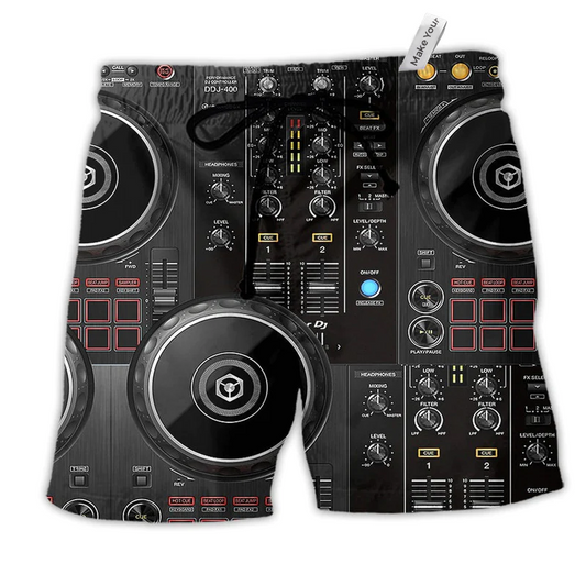 Music Yes I Am The DJ Hawaiian Print Beach Shorts For Music Lover Vacation Wear