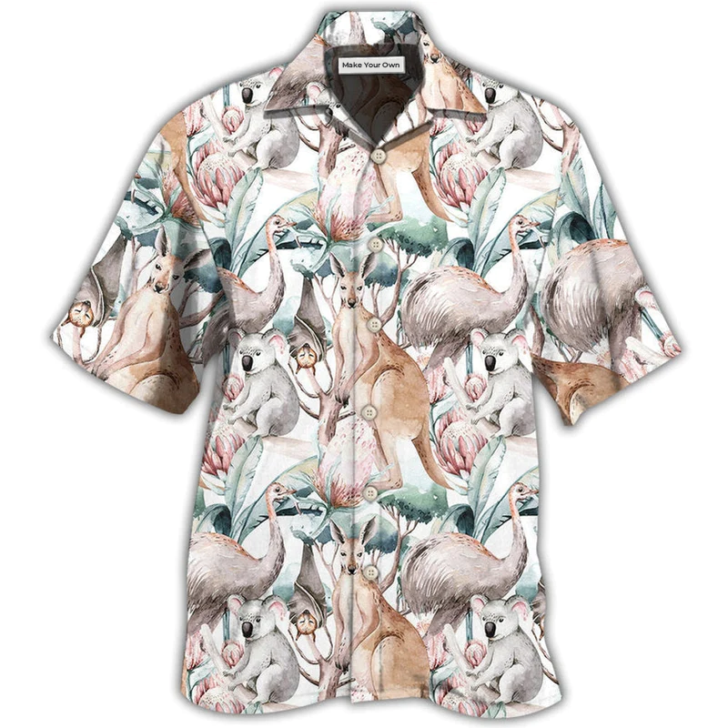 Cute Kangaroo Hawaiian Shirt For Vacation Getaways Resort Wear And Casual Celebrations