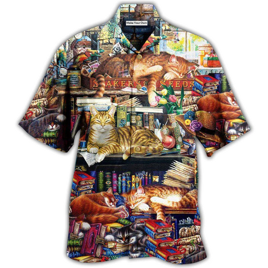 Cat Book Happiness Good Sleeping Hawaiian Shirt For Resort Getaways And Comfortable Summer Activities