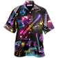 Neon Guitar Hawaiian Shirt For Tropical Holiday Resort Parties And Everyday Style
