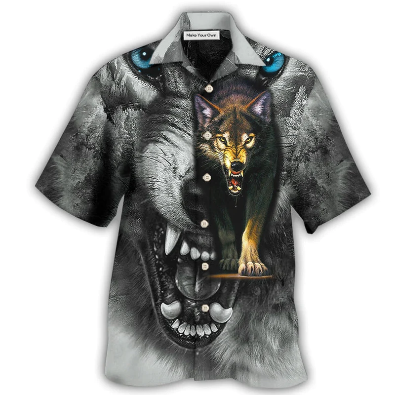 Wolf Quitting Hawaiian Shirt Pattern View For Lightweight Everyday Style