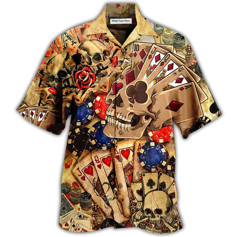 Game Card Hawaiian Shirt Pattern View For Relaxed Warm Weather Outfits