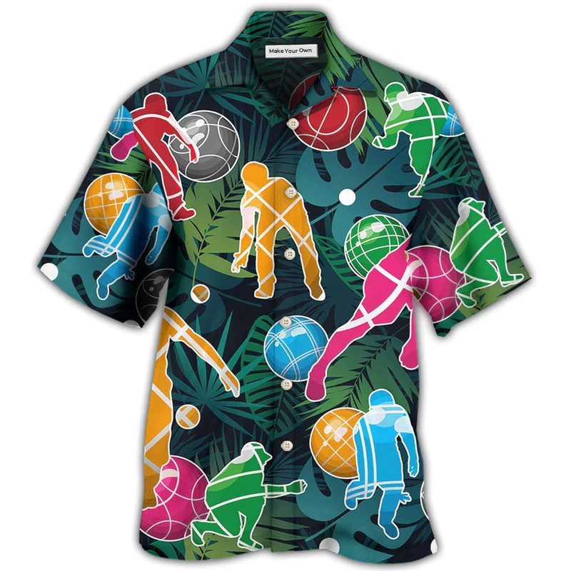 Tropical Colorful Bocce Ball Games Hawaiian Shirt Artwork Detail For Tropical Trips And Casual Outings
