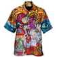 Colorful Christmas Santa Hawaiian Shirt Creative Print View For Tropical Vacations