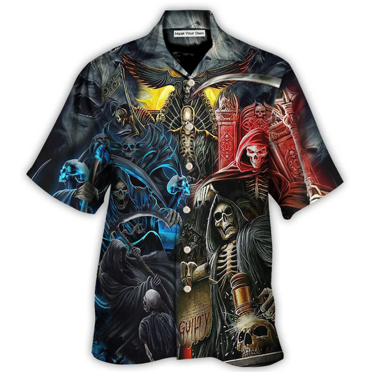 Gothic Dark Skull Hawaiian Shirt Design View For Outdoor Gatherings