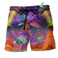 Alien Galaxy Awesome UFO Hawaiian Print Beach Shorts For Striking Resort Looks