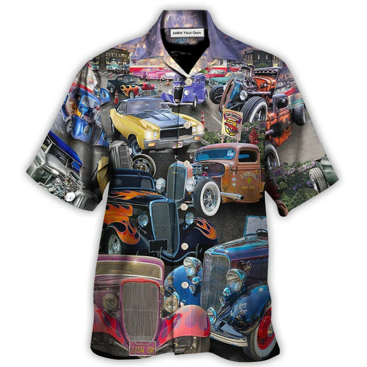 Car Hot Rod Diner Show Hawaiian Shirt Artwork View For Coastal Escapes And Resort Style