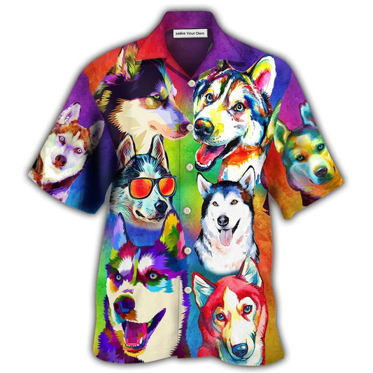 Dog Husky Hawaiian Shirt For Summer Vacation And Beach Travel
