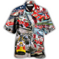 Car Racing Independence Day American Hawaiian Shirt Artwork Detail For Resort Trips And Outdoor Activities