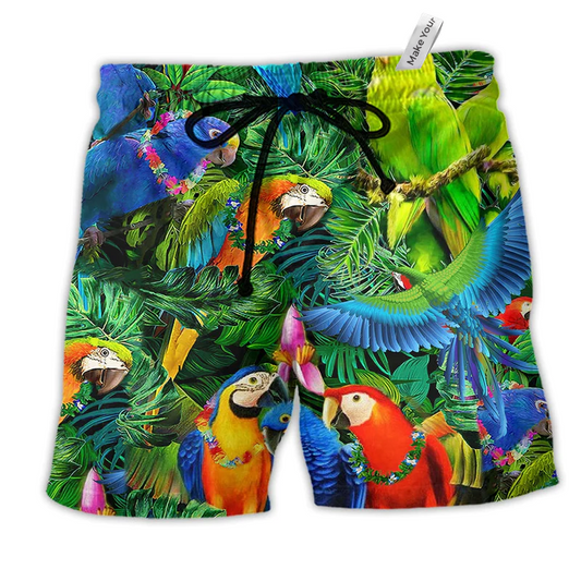 Parrot Beach Shorts For Summer Vacations And Leisure And Relaxation