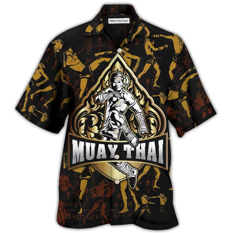 Muay Thai Hawaiian Shirt Design Detail For Beach Days And Holiday Travel