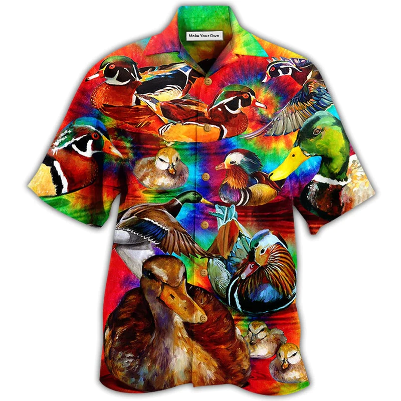 Red Green Duck Hawaiian Shirt For Summer Vacation And Beach Travel