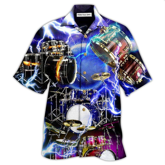 Neon Drums Hawaiian Shirt For Tropical Getaways Outdoor Fun And Everyday Wear