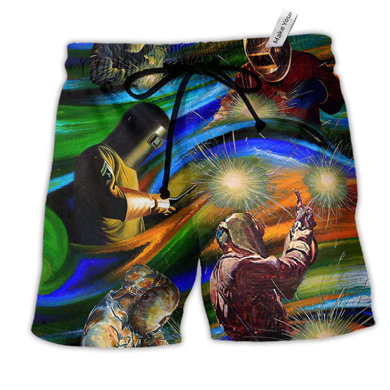 Welder Yes I Know I Am On Fire Let Me Finish Beach Shorts For Summer Vacation Wear