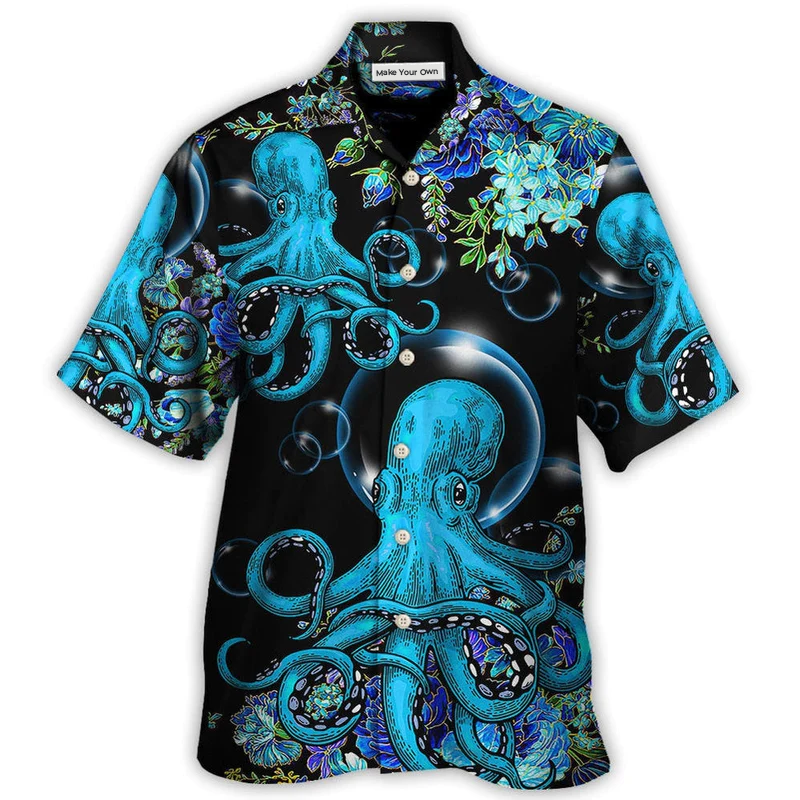 Floral Octopus Beauttiful Day Hawaiian Shirt For Coastal Adventures And Warm Weather Wear