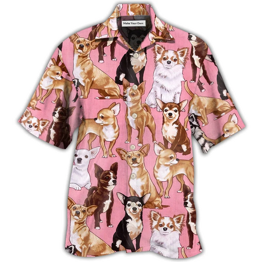 Pink Dog Chihuahua Hawaiian Shirt Design View For Resort Travel And Thoughtful Gifting