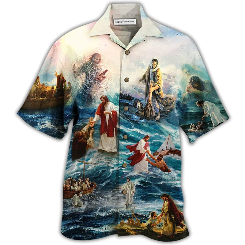 Faith Hawaiian Shirt Pattern Detail For Vacation Travel And Daily Wear