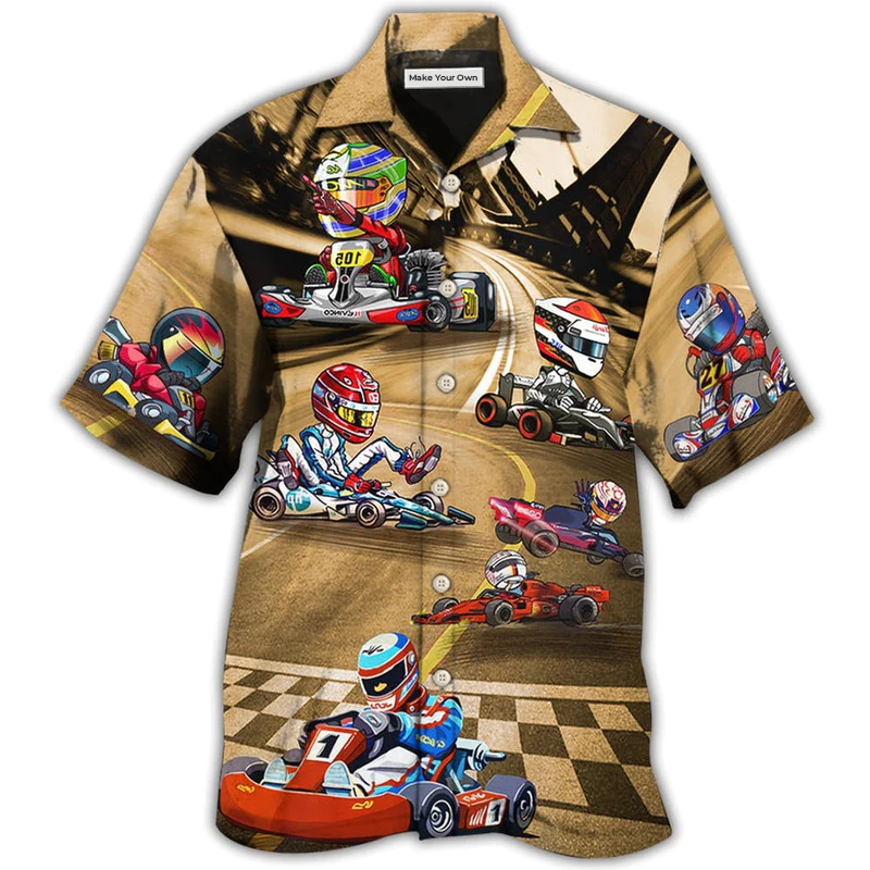 Go Kart Hawaiian Shirt For Coastal Trips Outdoor Events And Relaxed Summer Wear