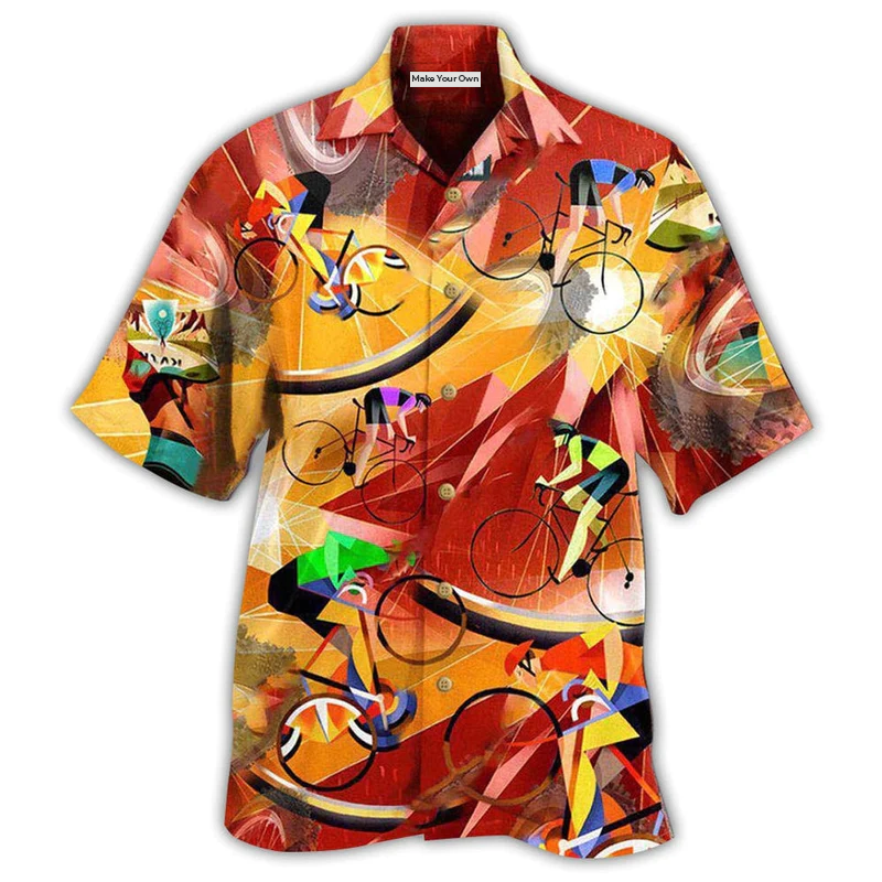 Bicycle And Motorcycle Hawaiian Shirt For Summer Vacation Beach Travel And Casual Wear