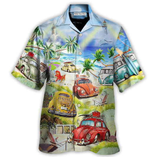Camping Beach Hawaiian Shirt Artwork Detail For Tropical Trips And Casual Outings