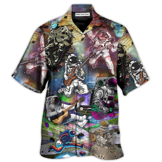 Guitar Music Astronaut Galaxy Hawaiian Shirt For Summer Vacation And Beach Travel