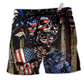 America Skull Angry Sunning Hawaiian Print Beach Shorts For Warm Weather Holiday Style