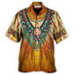 Bohemian Orange Peace Hawaiian Shirt Pattern Detail For Summer Holidays And Outdoor Fun