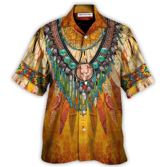Bohemian Orange Peace Hawaiian Shirt Pattern Detail For Summer Holidays And Outdoor Fun
