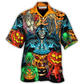 Skull Halloween Scary Pumpkin Horror Hawaiian Shirt Artwork View For Weekend Travel And Beach Style