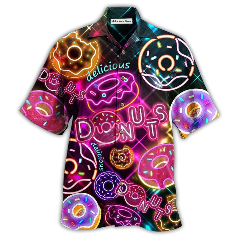 Food Donut Vibe Stunning Hawaiian Shirt Artwork View For Coastal Escapes And Resort Style