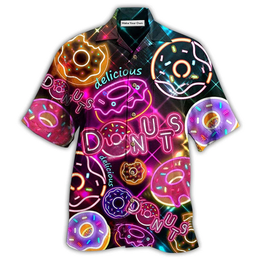 Food Donut Vibe Stunning Hawaiian Shirt Artwork View For Coastal Escapes And Resort Style
