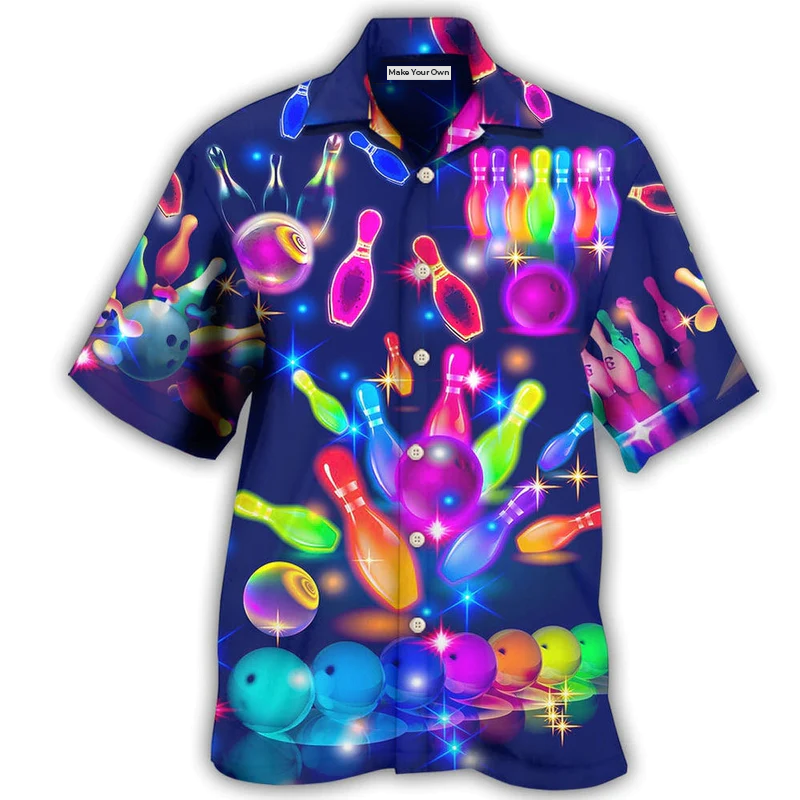 Neon Bowling Hawaiian Shirt Pattern View For Lightweight Everyday Style