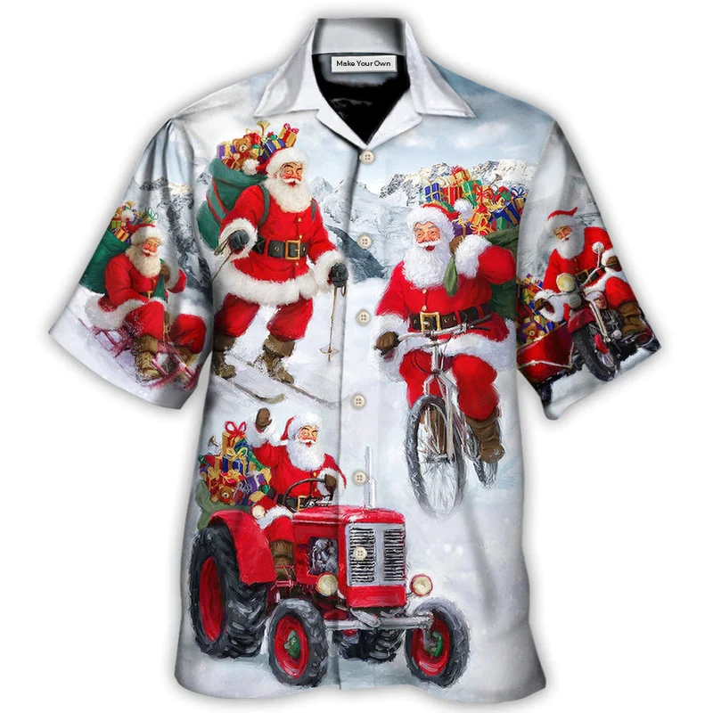 Festive Christmas Fun Gift Hawaiian Shirt For Summer Vacation And Beach Travel