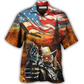Western Vintage Skull Cowboy Shot American Flag Hawaiian Shirt Pattern Detail For Vacation Travel And Daily Wear