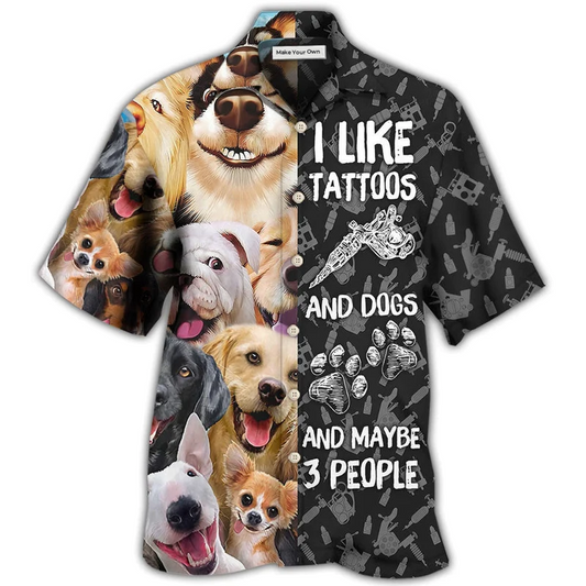 Tattoo Tattoos Dogs Hawaiian Shirt For Summer Events And Casual Outdoor Wear