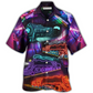 Neon Train Night Hawaiian Shirt For Resort Getaways And Comfortable Summer Activities