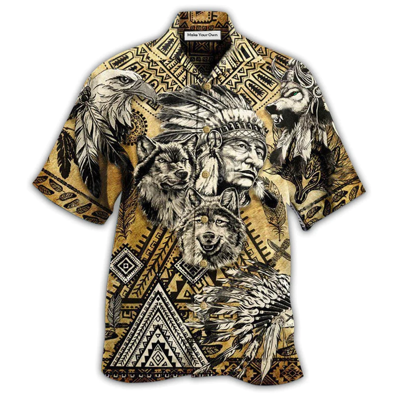 Bohemian Vintage American Hawaiian Shirt Design View For Casual Summer Styling
