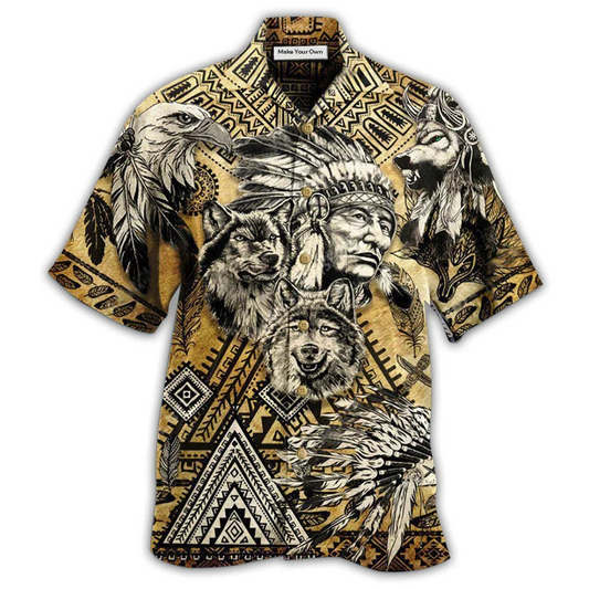 Bohemian Vintage American Hawaiian Shirt Design View For Casual Summer Styling