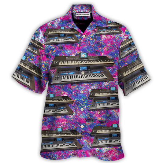 Korg Keyboards Hawaiian Shirt For Summer Vacation, Beach Travel, And Relaxed Casual Everyday Wear