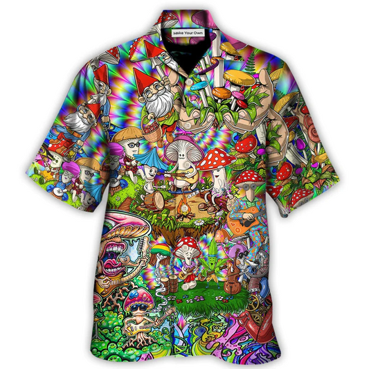 Bohemian Mushroom Music Band Hawaiian Shirt Pattern View For Lightweight Everyday Style