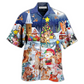 Happy Christmas Animals Night Hawaiian Shirt Artwork Detail For Resort Trips And Outdoor Activities