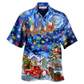Dachshund Christmas Night Hawaiian Shirt Pattern Detail For Summer Holidays And Outdoor Fun